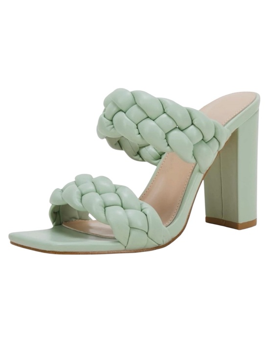 Shoes - Braided Sandals Square Open Toe Backless Block Heel Strappy Casual